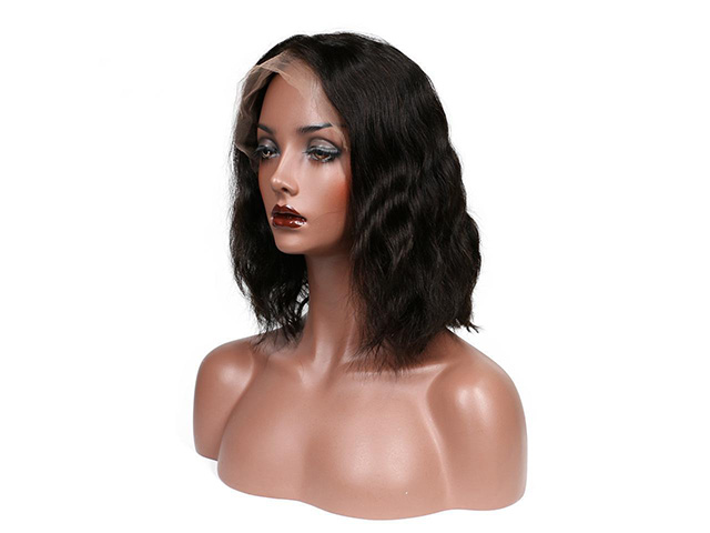 Lace Front Human Virgin Wavy Short Bob Wig